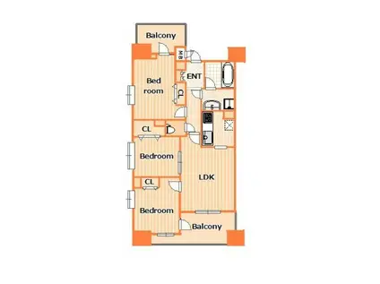 パークフラッツ横濱公園(3LDK/9階)の間取り写真