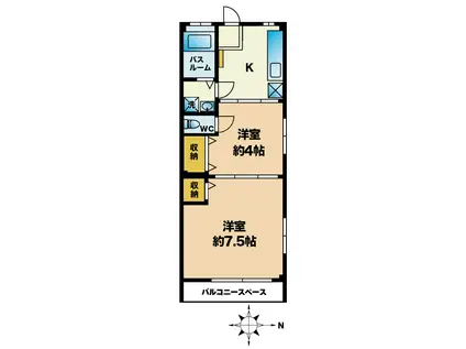 メゾンリーヴル(2K/2階)の間取り写真