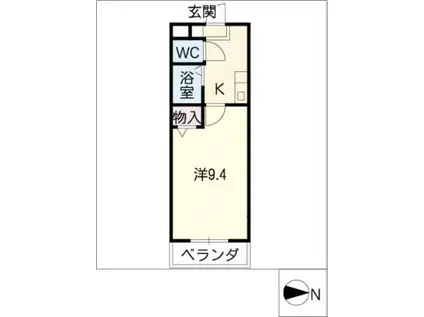 ルーム打越(1K/2階)の間取り写真