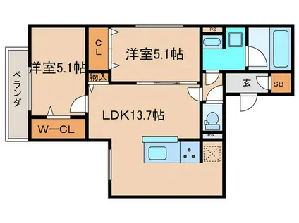 グラン アルベロ(2LDK/1階)の間取り写真