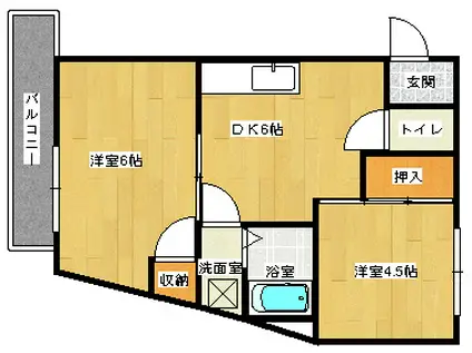 アップルビル(2DK/2階)の間取り写真