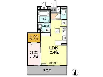 リアンジュ(1LDK/1階)の間取り写真