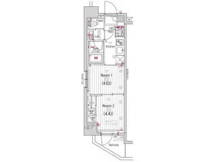 ガーラ・プレシャス赤坂見附(2K/4階)の間取り写真