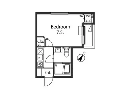 クラーロ三軒茶屋(1K/2階)の間取り写真