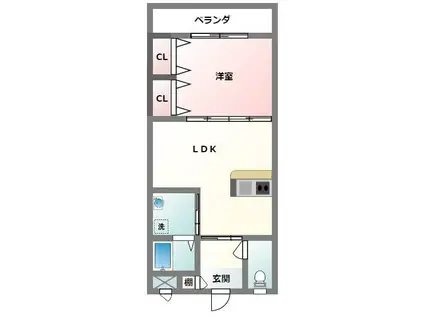 フィールドNS(1LDK/1階)の間取り写真