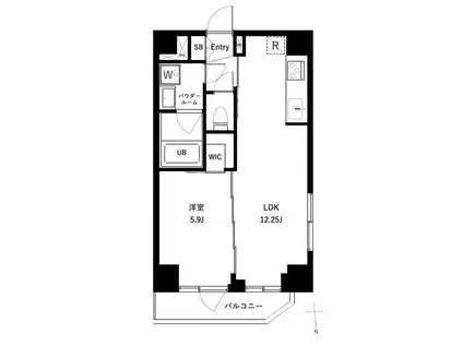 オーキッドレジデンス上野稲荷町II(1LDK/8階)の間取り写真