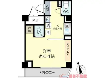 マインズ・コム南茨木(ワンルーム/3階)の間取り写真