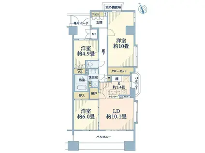アリュール新川崎(3LDK/15階)の間取り写真