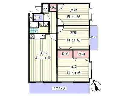 リバーサイド164(3LDK/4階)の間取り写真