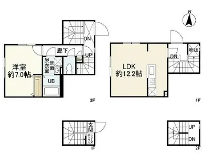 ウェルスクエアイズム四谷大京町(1LDK/3階)の間取り写真