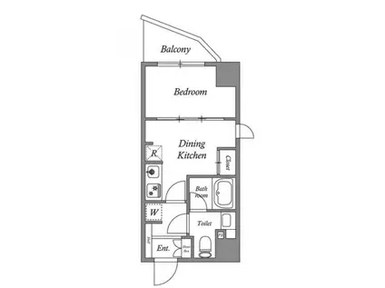 クオリタス門前仲町(1DK/2階)の間取り写真