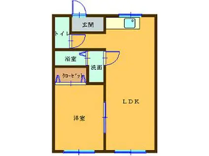 サブリス太洋A棟(1LDK/2階)の間取り写真