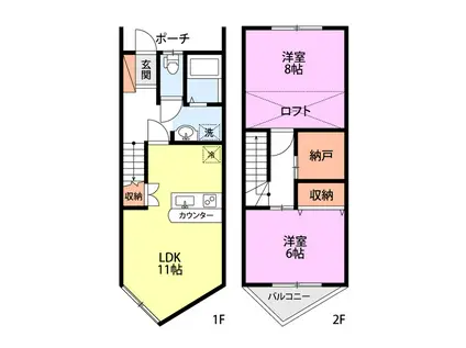 SAJA-MARINE(2LDK/1階)の間取り写真