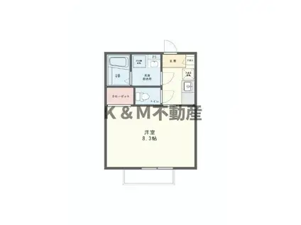 クレフラスト北小金B(1K/2階)の間取り写真