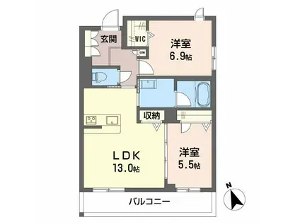 SEASIDE HOUSE(2LDK/2階)の間取り写真