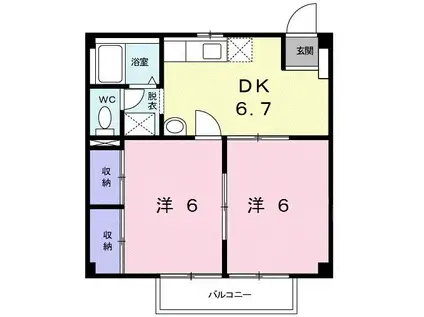 コーポ新田C(2DK/1階)の間取り写真