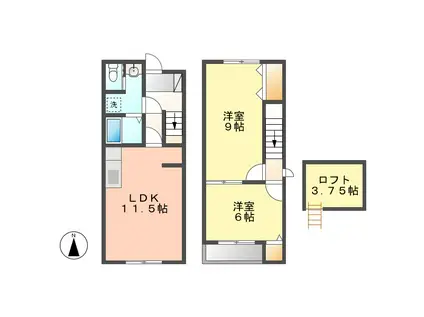 CASA中沼(2SLDK/1階)の間取り写真