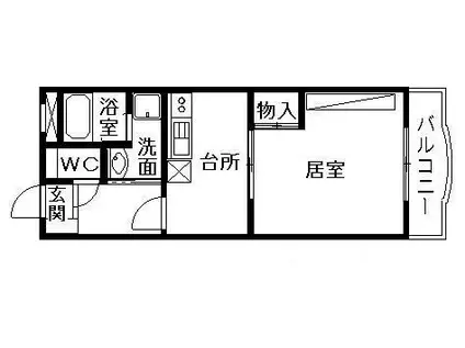 ラムセスA小白川(1DK/2階)の間取り写真