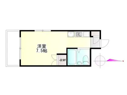 マンションソーキⅡ(ワンルーム/2階)の間取り写真