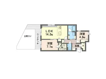 SHMルナリア(2LDK/1階)の間取り写真