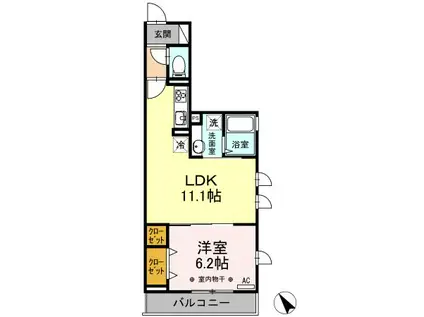 BLAU FORST(1LDK/3階)の間取り写真