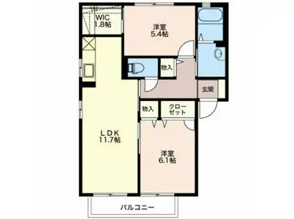 ピースヴィラIV(2LDK/2階)の間取り写真
