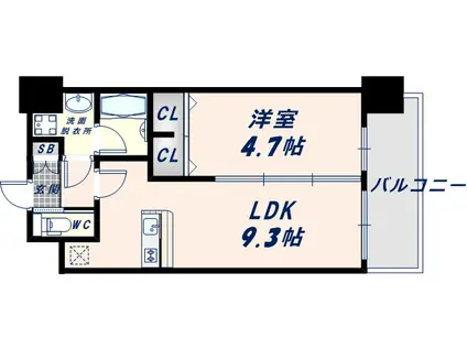 プレジオ布施ASIAN(1LDK/4階)の間取り写真