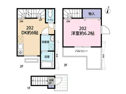 クリーンヴィレッジ双葉町(1DK/2階)の間取り写真