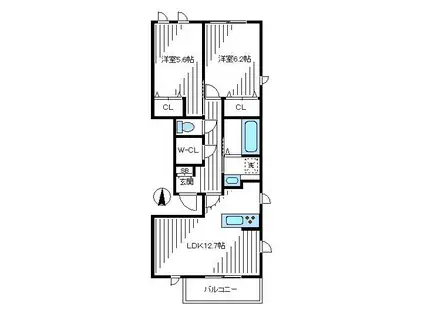 スプリングヒルズ中野坂上(2LDK/2階)の間取り写真