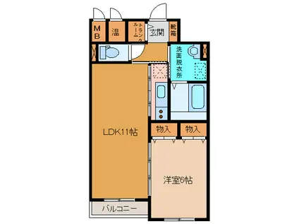 グランドコモンズII(1LDK/4階)の間取り写真