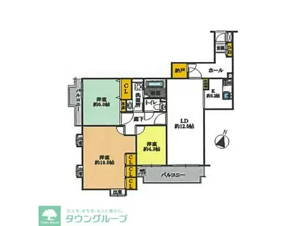 八王子パーク・ファミリア(3LDK/1階)の間取り写真