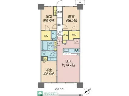 シティテラス八潮 C(3LDK/8階)の間取り写真