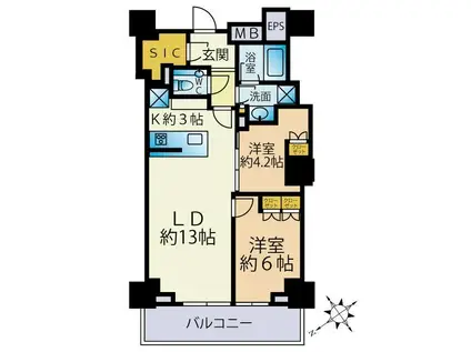 ザ・パークハウス三田ガーデン(2LDK/8階)の間取り写真