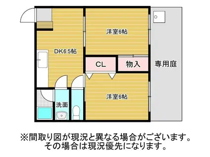 メゾンとおる(2DK/1階)の間取り写真