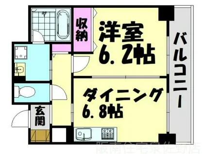 ルミエール・りんくう(1DK/4階)の間取り写真