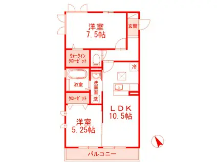 パ一クサイドレジデンス湘南(2LDK/1階)の間取り写真