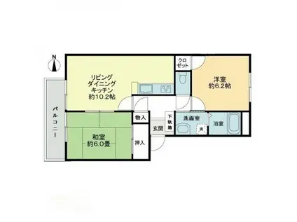 フォブール屋島21(2LDK/2階)の間取り写真