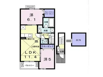 プラスターラー.エス 弐番館(2LDK/2階)の間取り写真