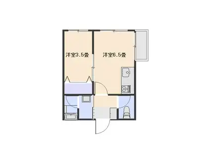 クレール須屋(1K/1階)の間取り写真