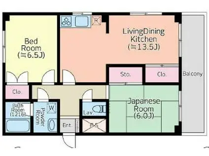 アーク溝の口(2LDK/1階)の間取り写真