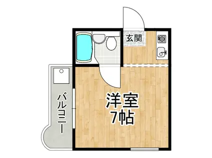ベルフラワー(ワンルーム/3階)の間取り写真