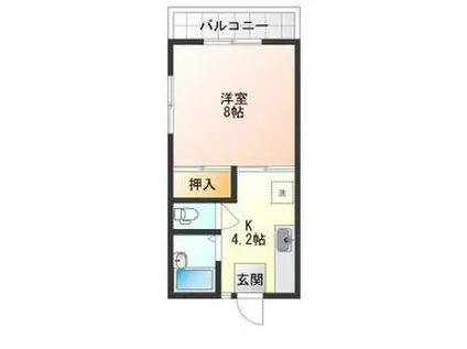 ハイツ田仲(1K/2階)の間取り写真