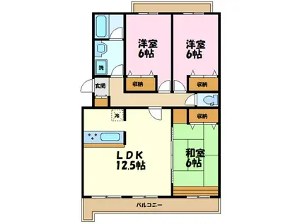 グリーンヒル藤が丘C(3LDK/5階)の間取り写真