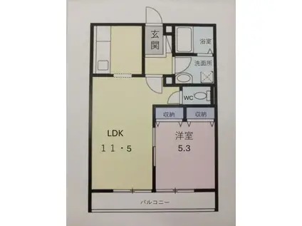 メゾンソラーナ(1LDK/2階)の間取り写真