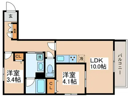 ワンズ レジデンス カメイド(2LDK/1階)の間取り写真