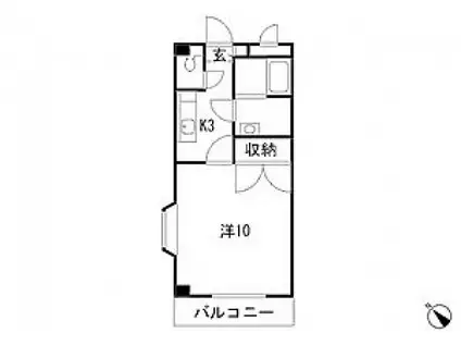 ピアヴィヴィレ(1K/3階)の間取り写真