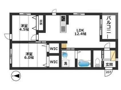 橘RESIDENCE(2LDK/2階)の間取り写真