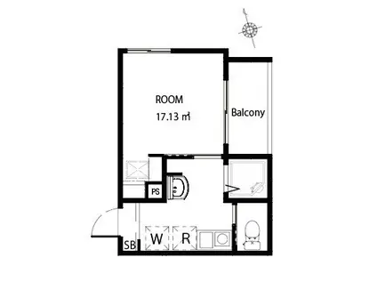 MELDIA南浦和IV(1K/3階)の間取り写真