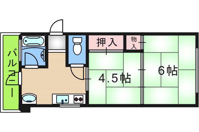 池内マンション(2DK/5階)の間取り写真