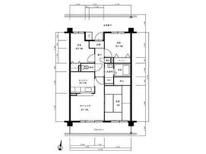井吹東シティコート17号棟 Aタイプ(3DK/3階)の間取り写真